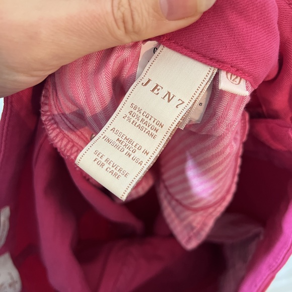 Jen7 by 7 for all mankind sz 12 Hot Pink Cropped Skinny Jeans Denim POSH49 - Picture 4 of 14